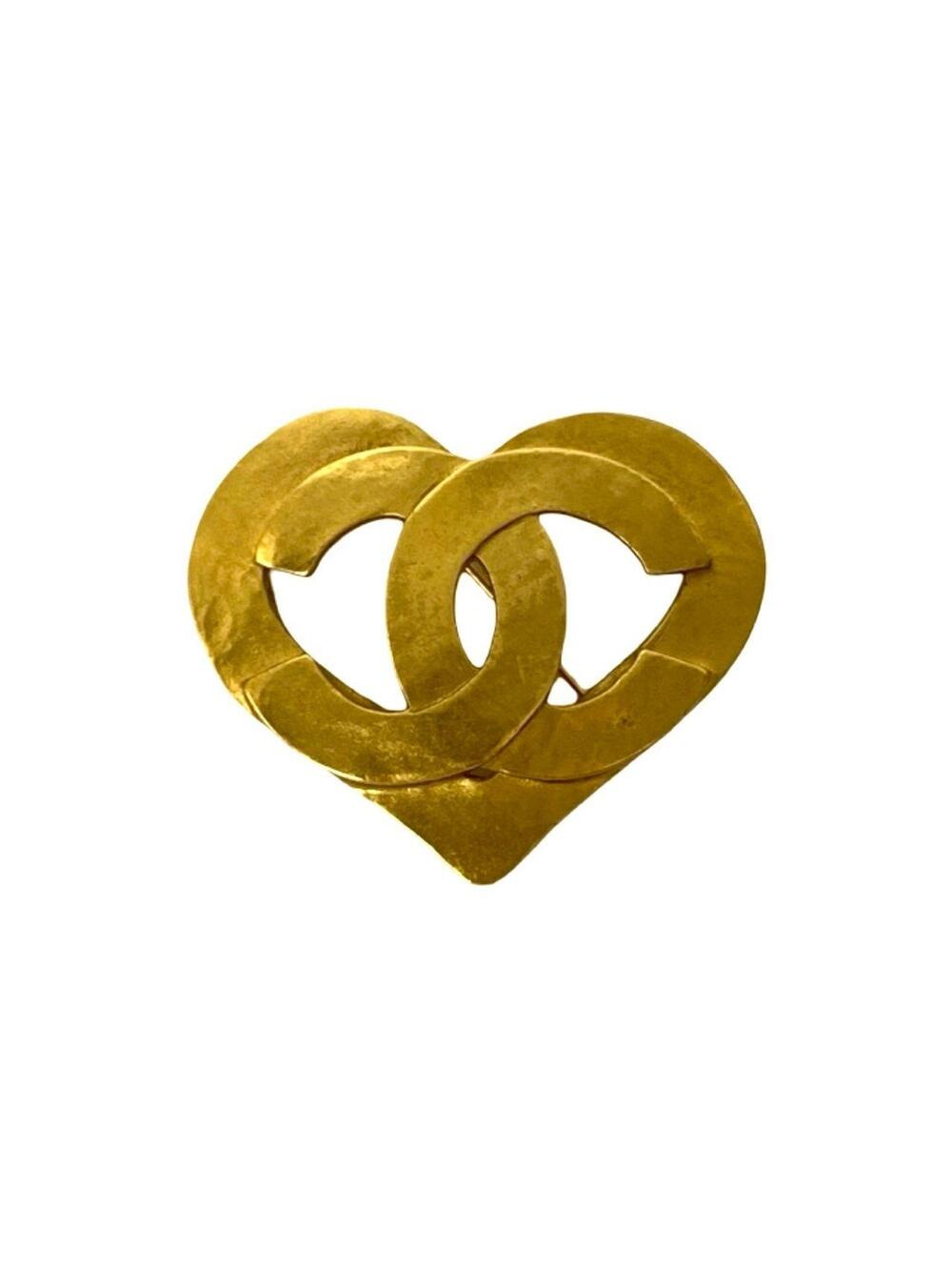 Chanel Cc Logo Heart Brooch Metal #208789C90B